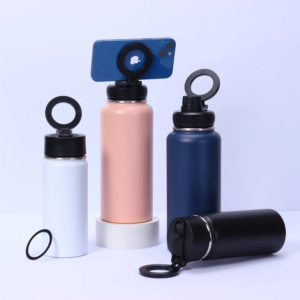 Water Bottle With Magnetic/MagSafe Compatible Phone Holder