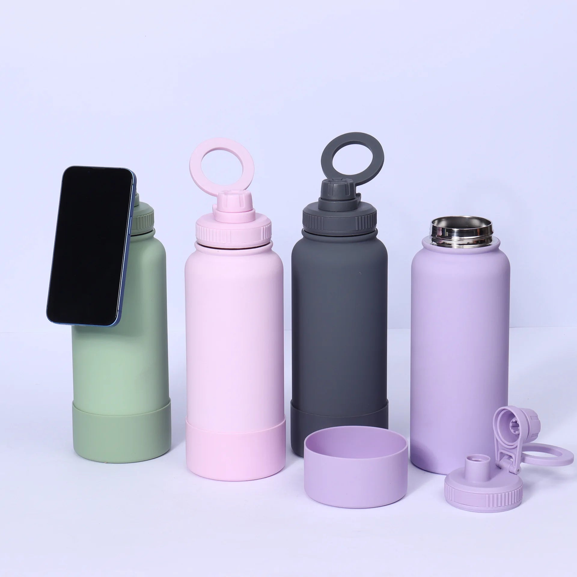 Water Bottle With Magnetic/MagSafe Compatible Phone Holder